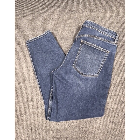 Silver Jeans Women Selvedge Stripe Vintage Slim Blue Denim 33x27 Ankle Crop Pant - Picture 1 of 16